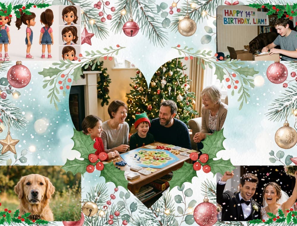 Christmas Heart Grid Collage